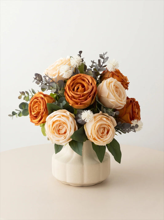 Creamy white ribbed vase detail