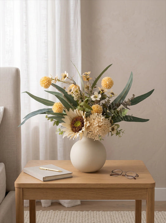 Creamy rustic arrangement detail