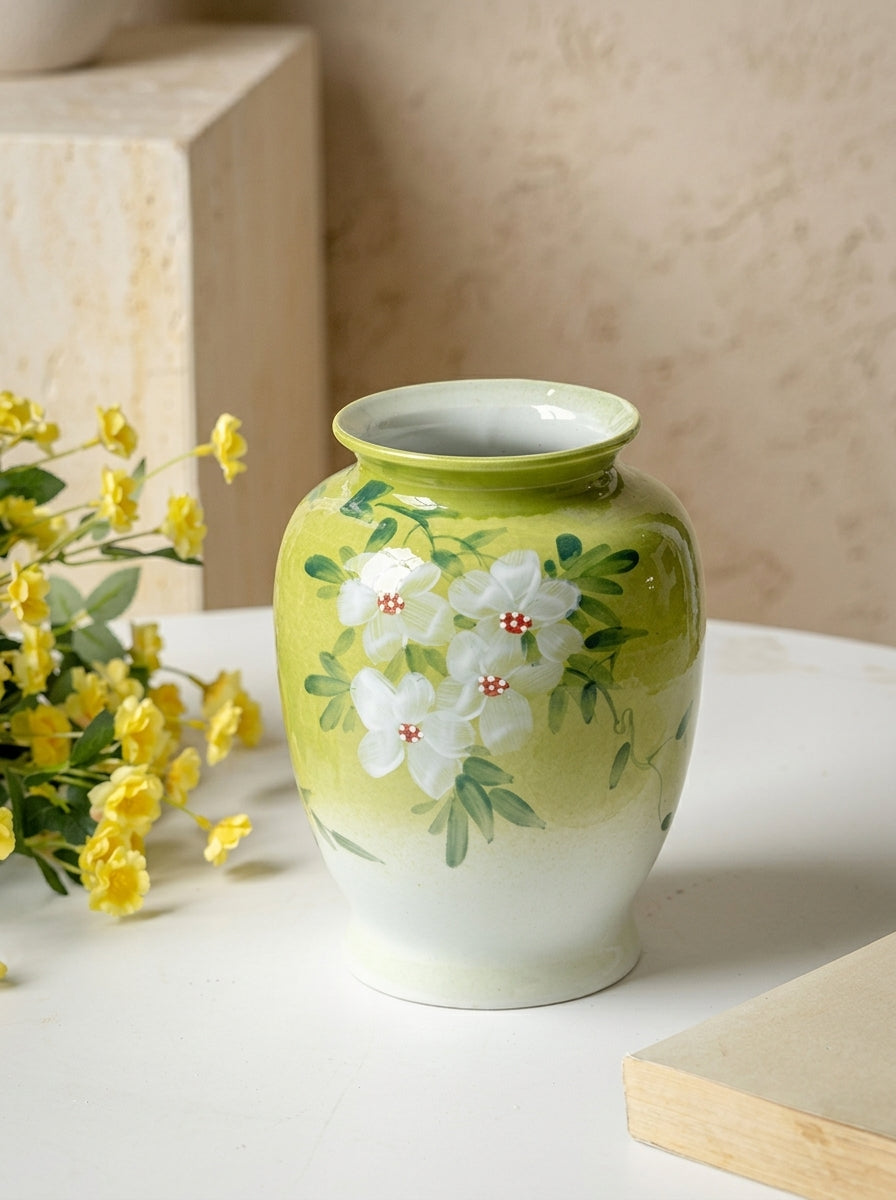 White jasmine vase on a table