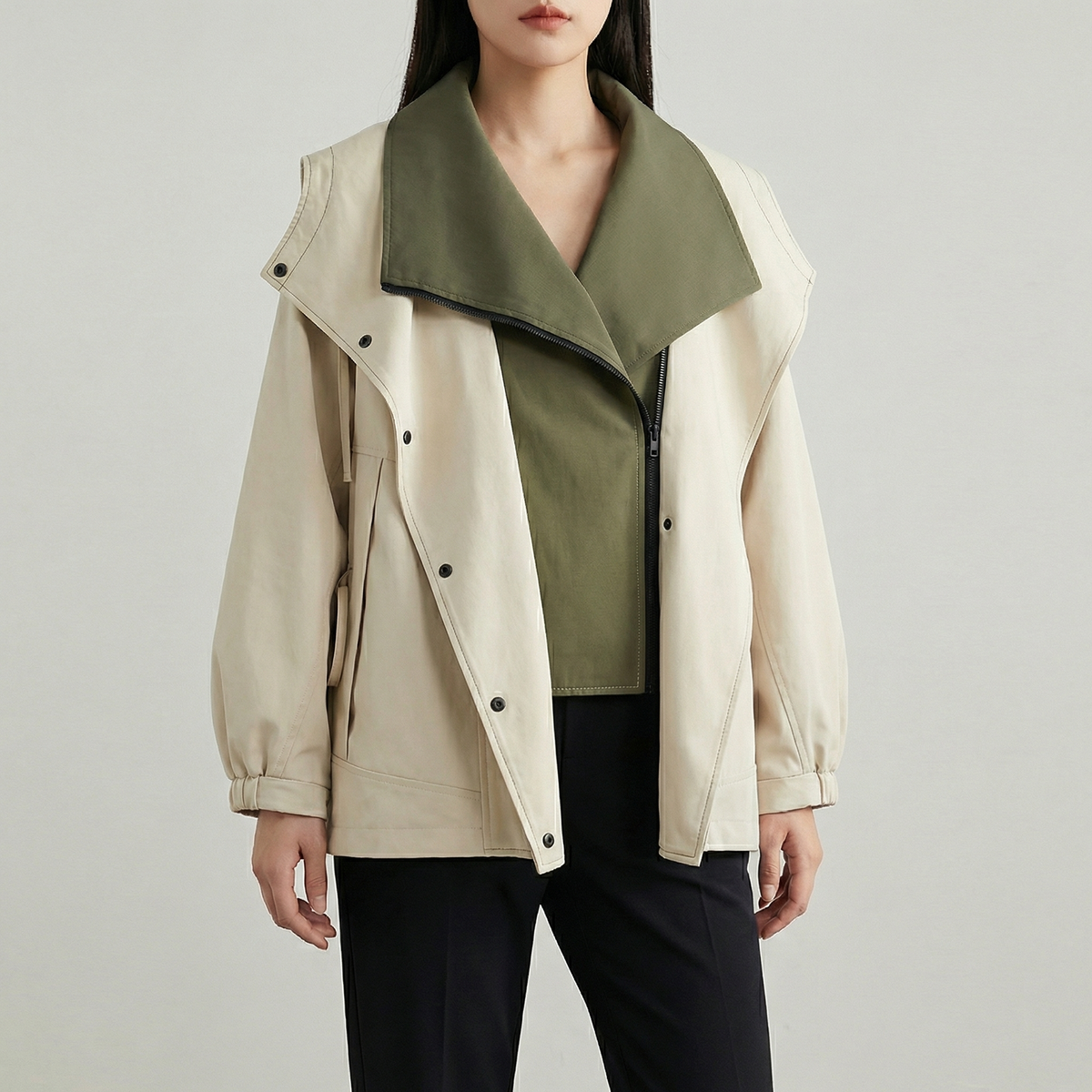 Women's Oversized Hooded Zip-Up Crock Winter Coat
