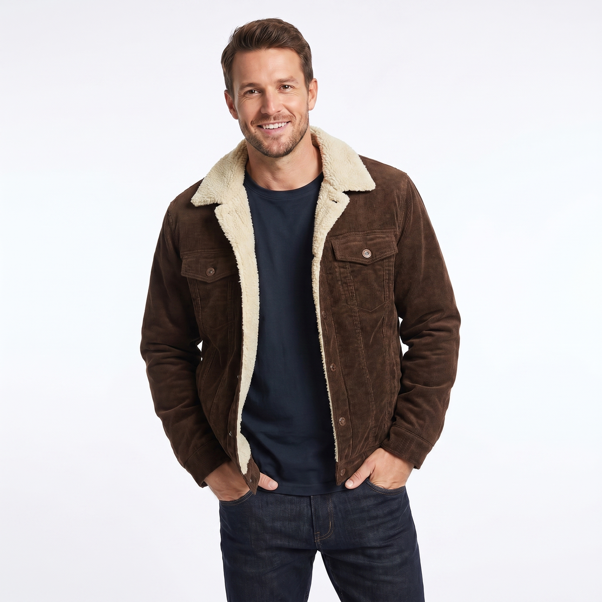 Men's Luxury Double-Sided Shearling Warm Bomber Jacket