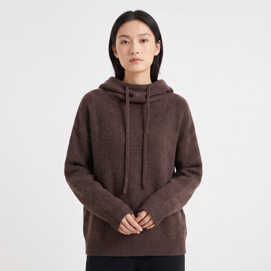 Women's Oversized Knit Hoodie Drawstring Hooded Pullover Winter Sweater