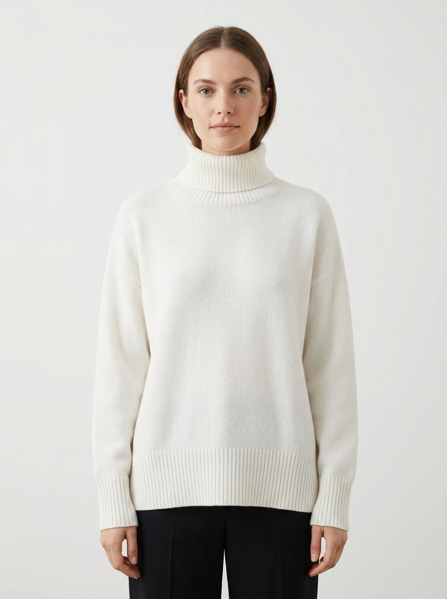 Women's Oversized Turtleneck Winter Sweater Drop Shoulder Knit