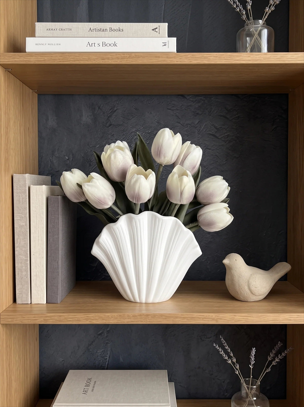 White tulip bouquet in a vase, vase sold separately