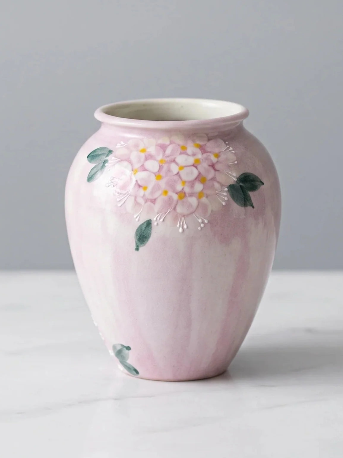 Soft lilac hydrangea ceramic vase