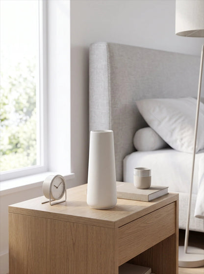 Matte white tapered vase side view
