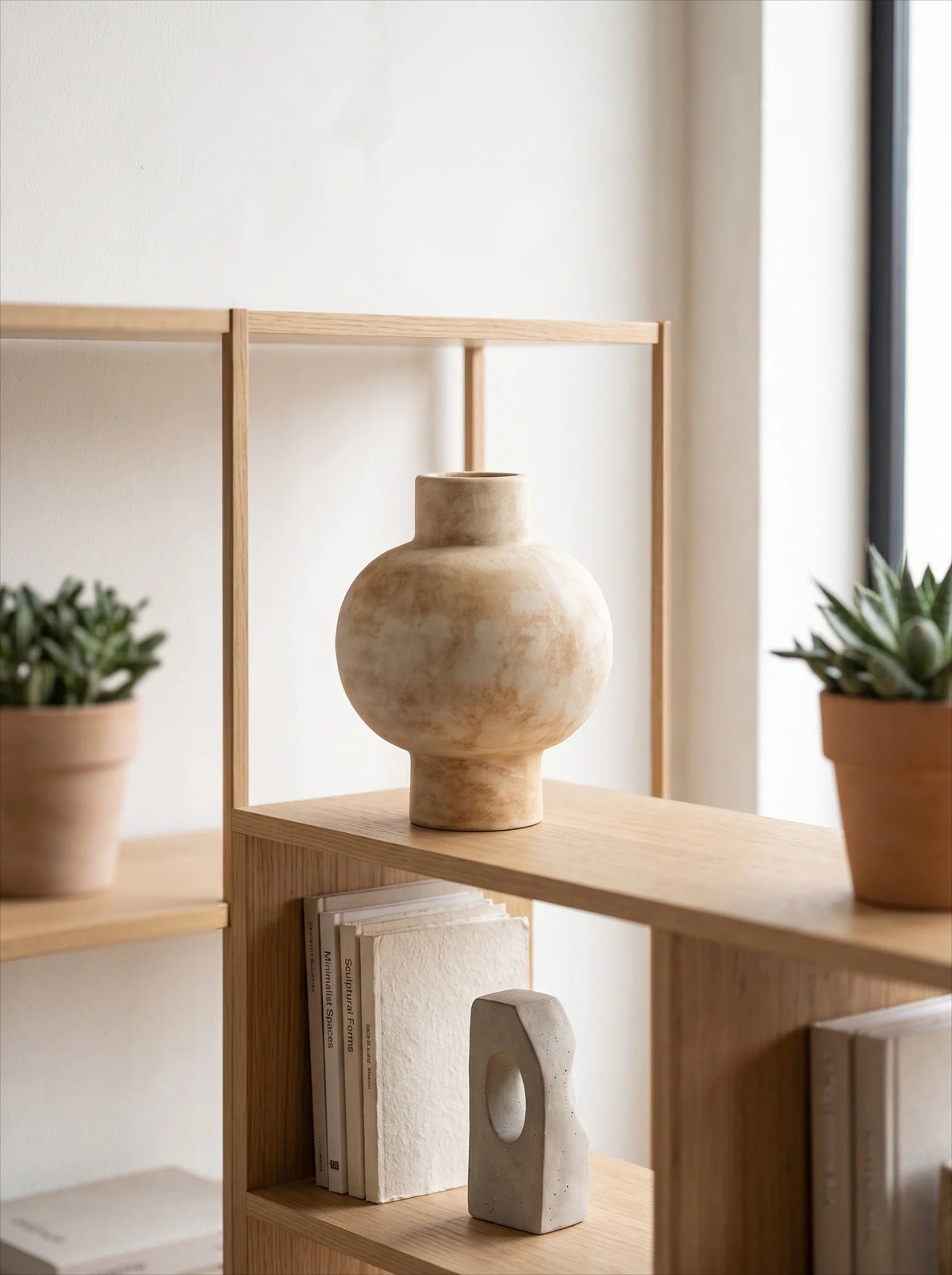 Light yellow round vase styled