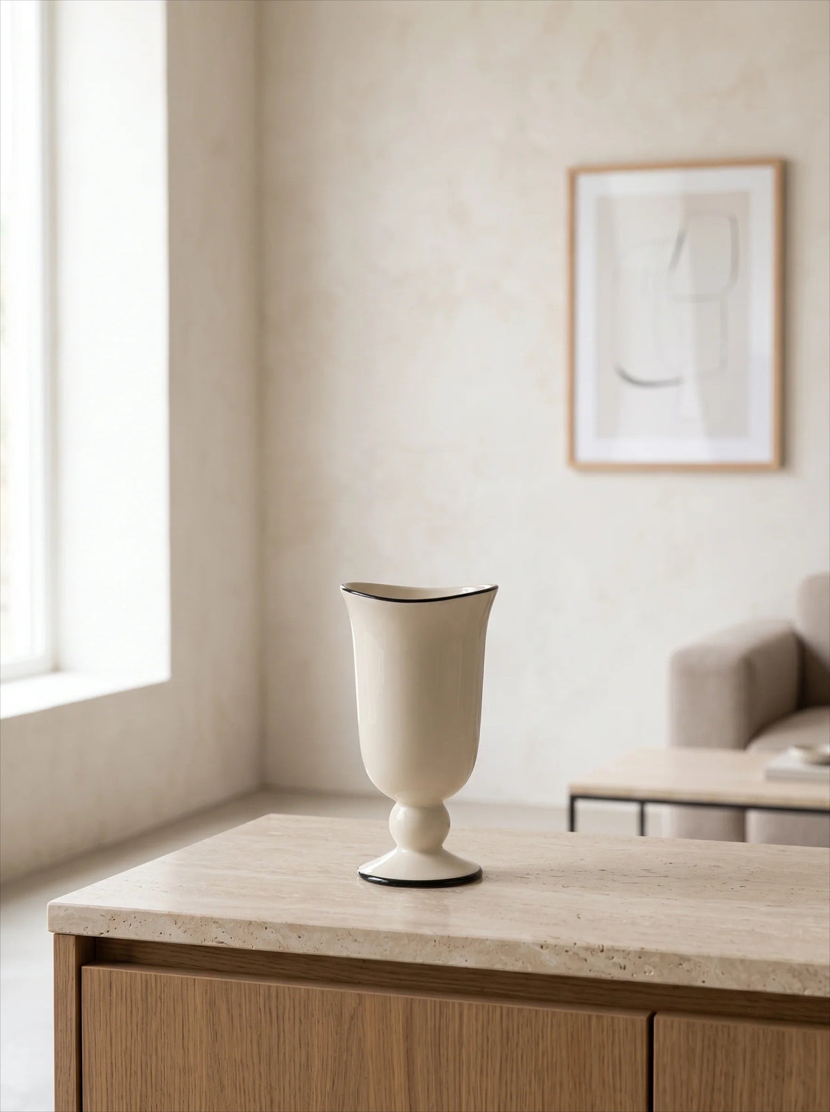 Parisian footed vase in a room