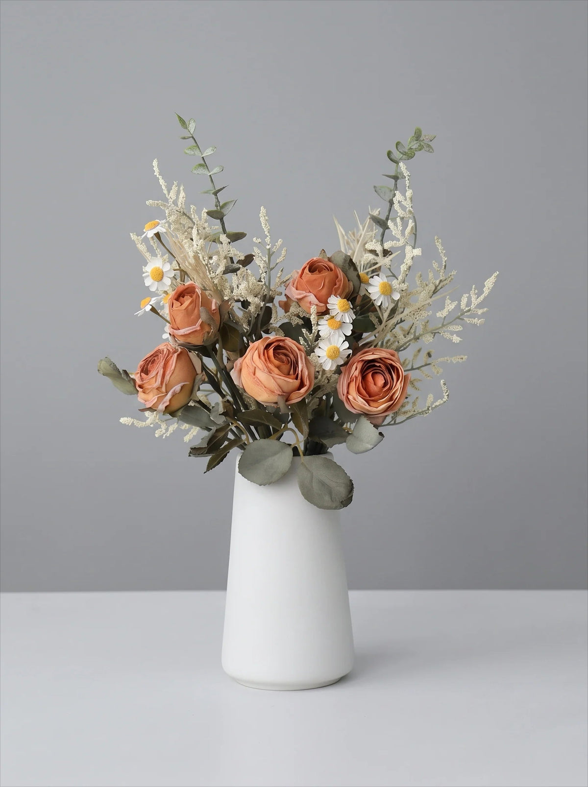 Terracotta and white autumn artificial rose bouquet
