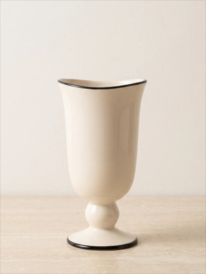 Parisian footed ceramic vase with contrast trim