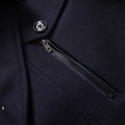 Men's Trench Coat Wool Blend Mid-Length Military Overcoat with Scarf Collar
