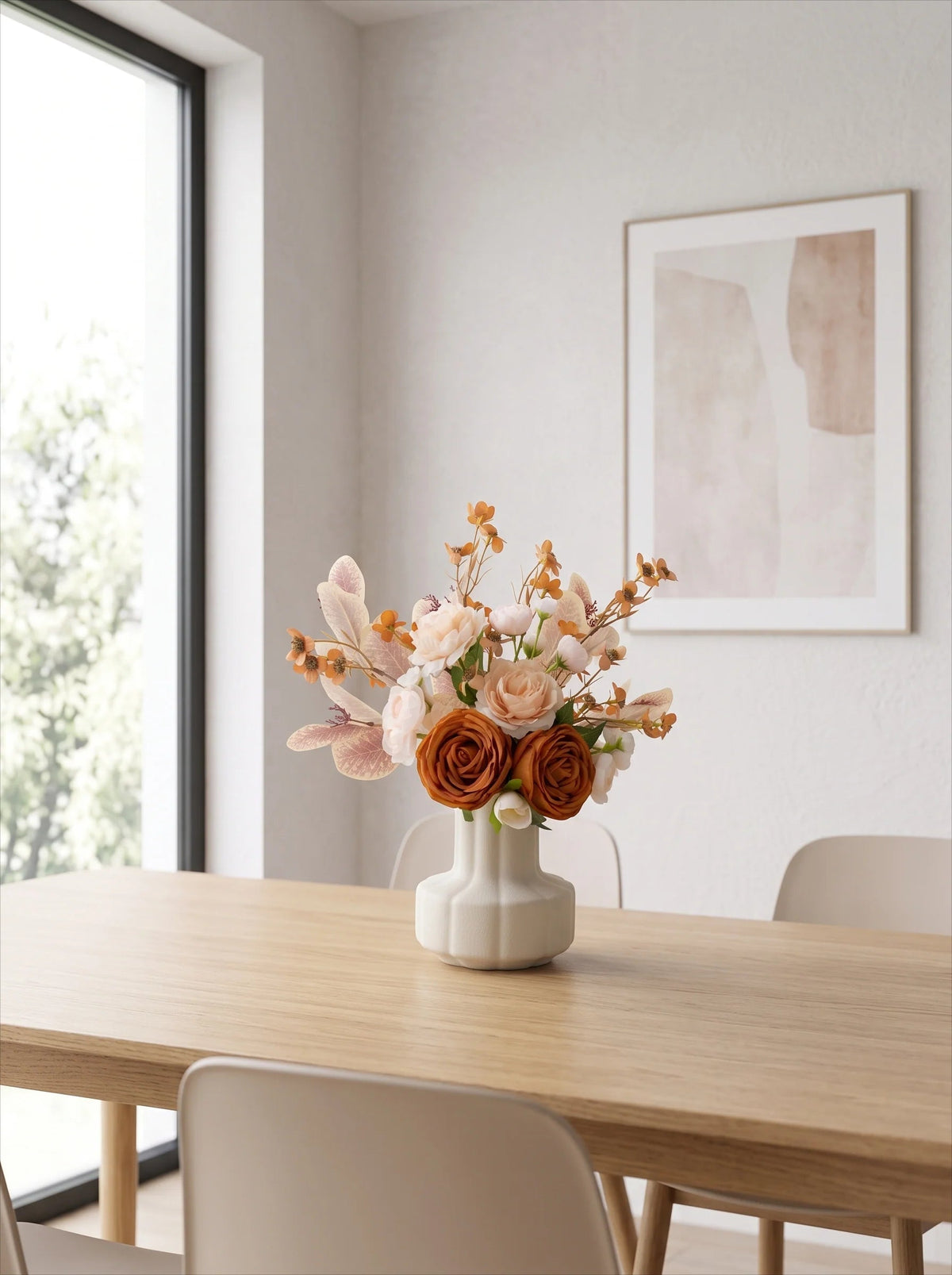 Apricot rose arrangement detail