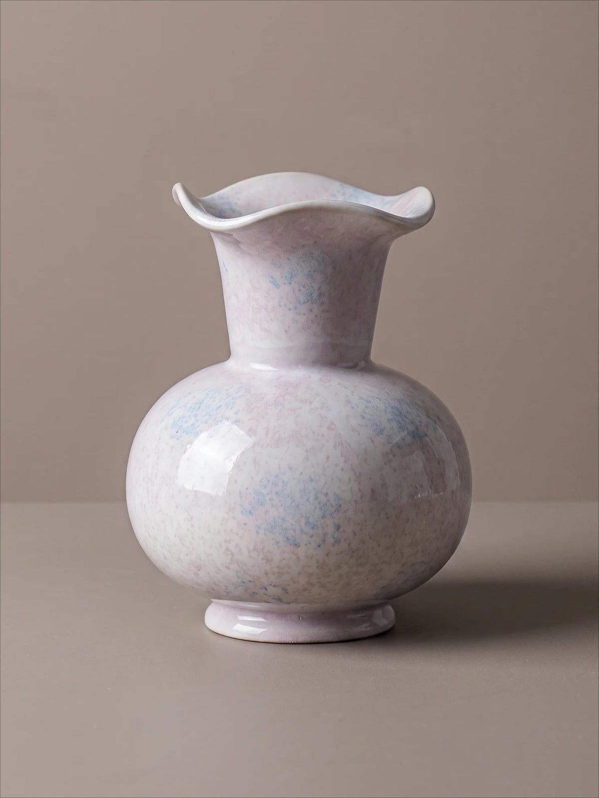 French fluted pastel ceramic flower vase