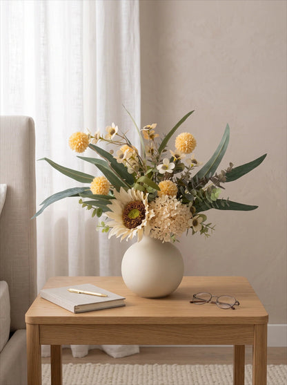Creamy rustic arrangement detail