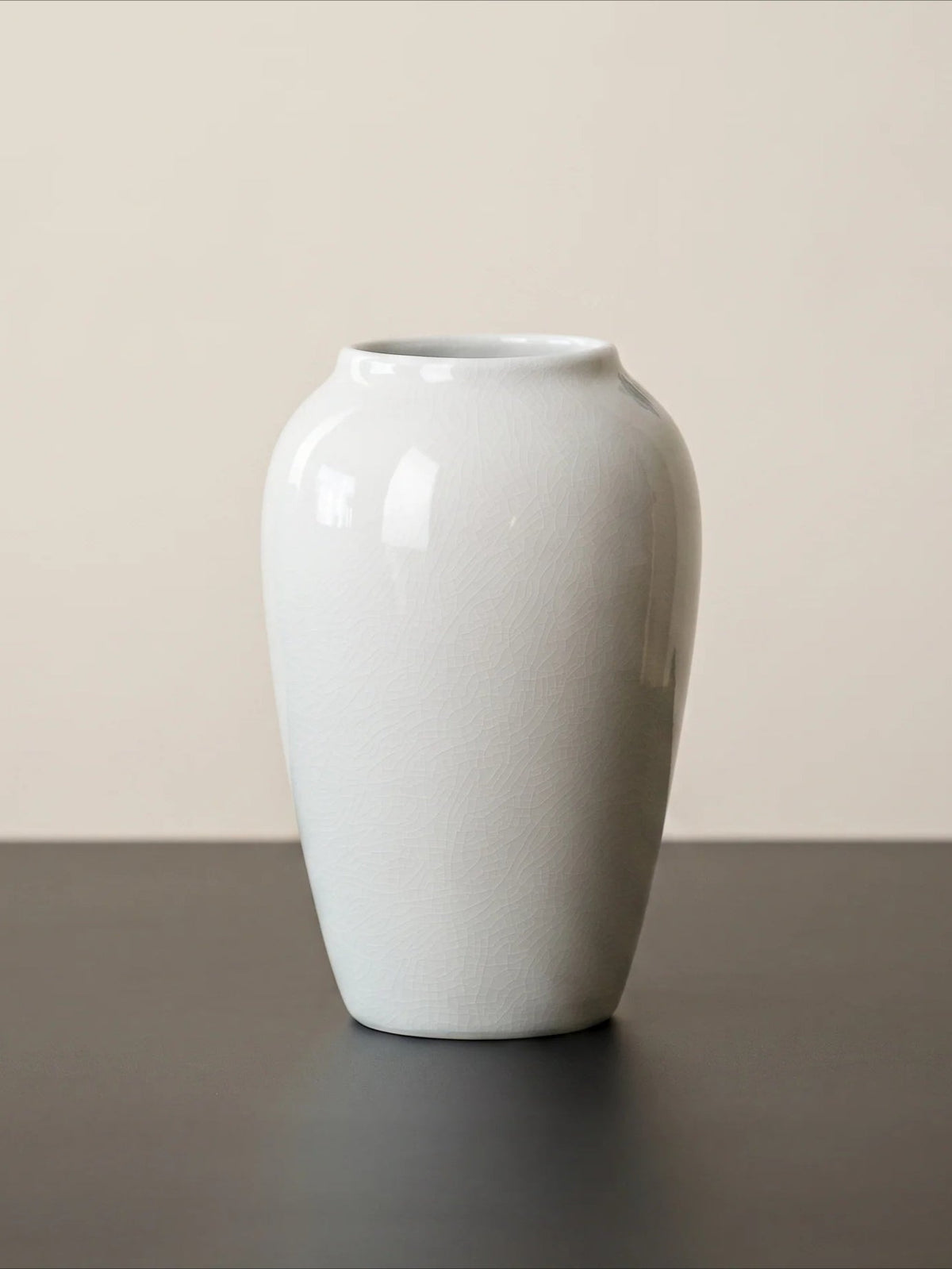 White crackle vase side view