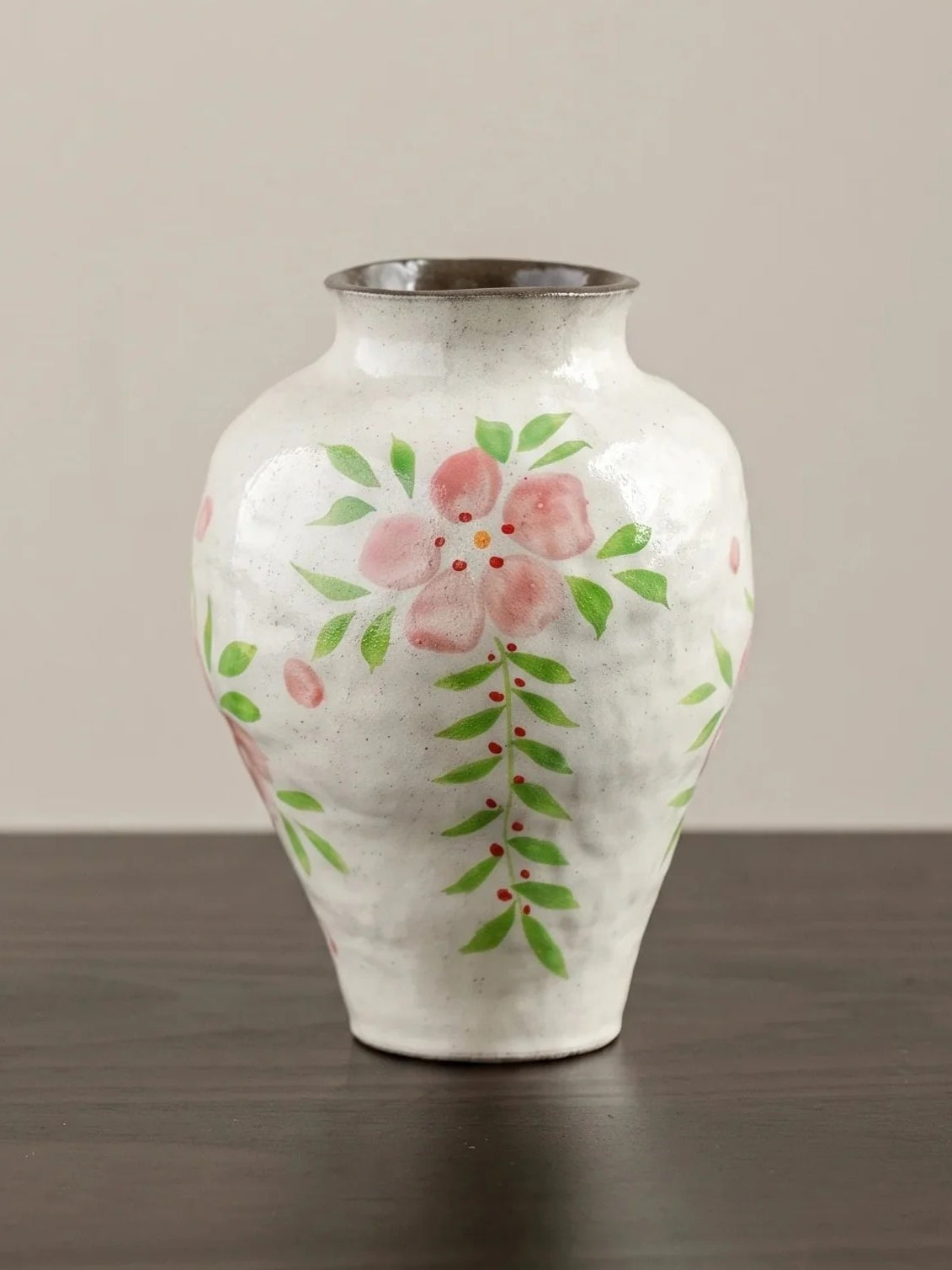 Floral glazed ceramic vase