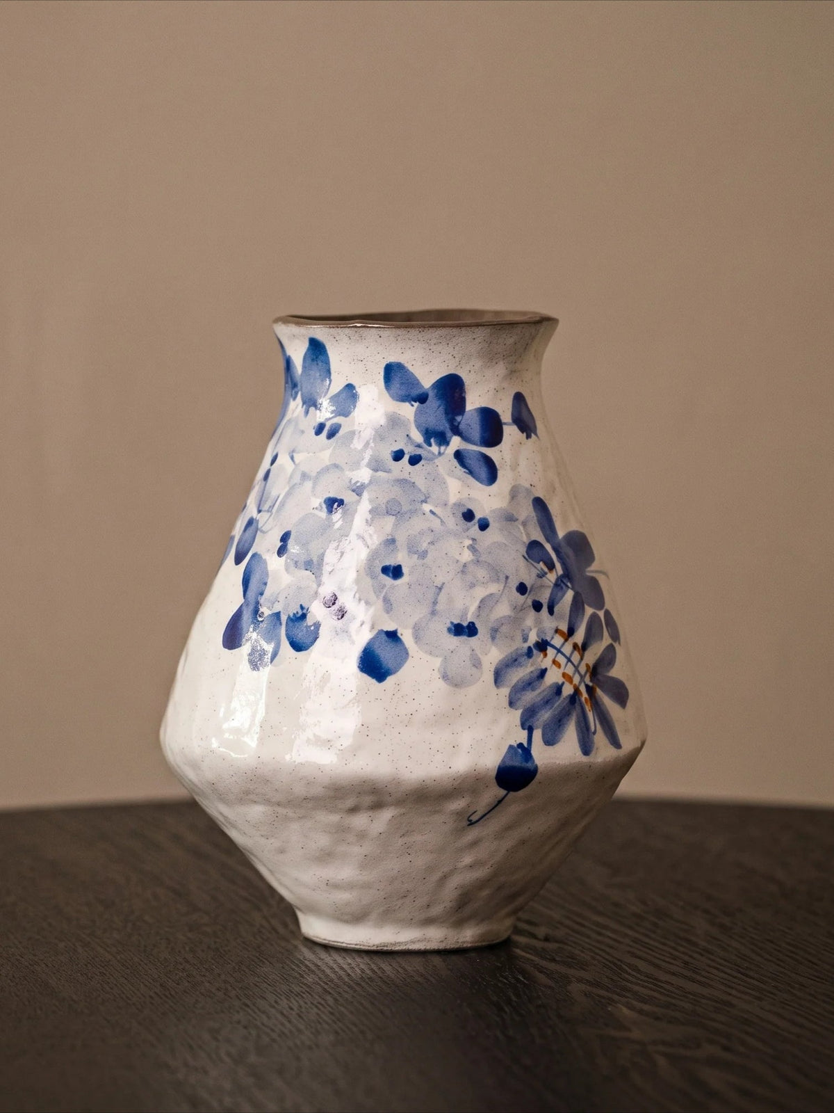 Vintage blue wisteria ceramic vase