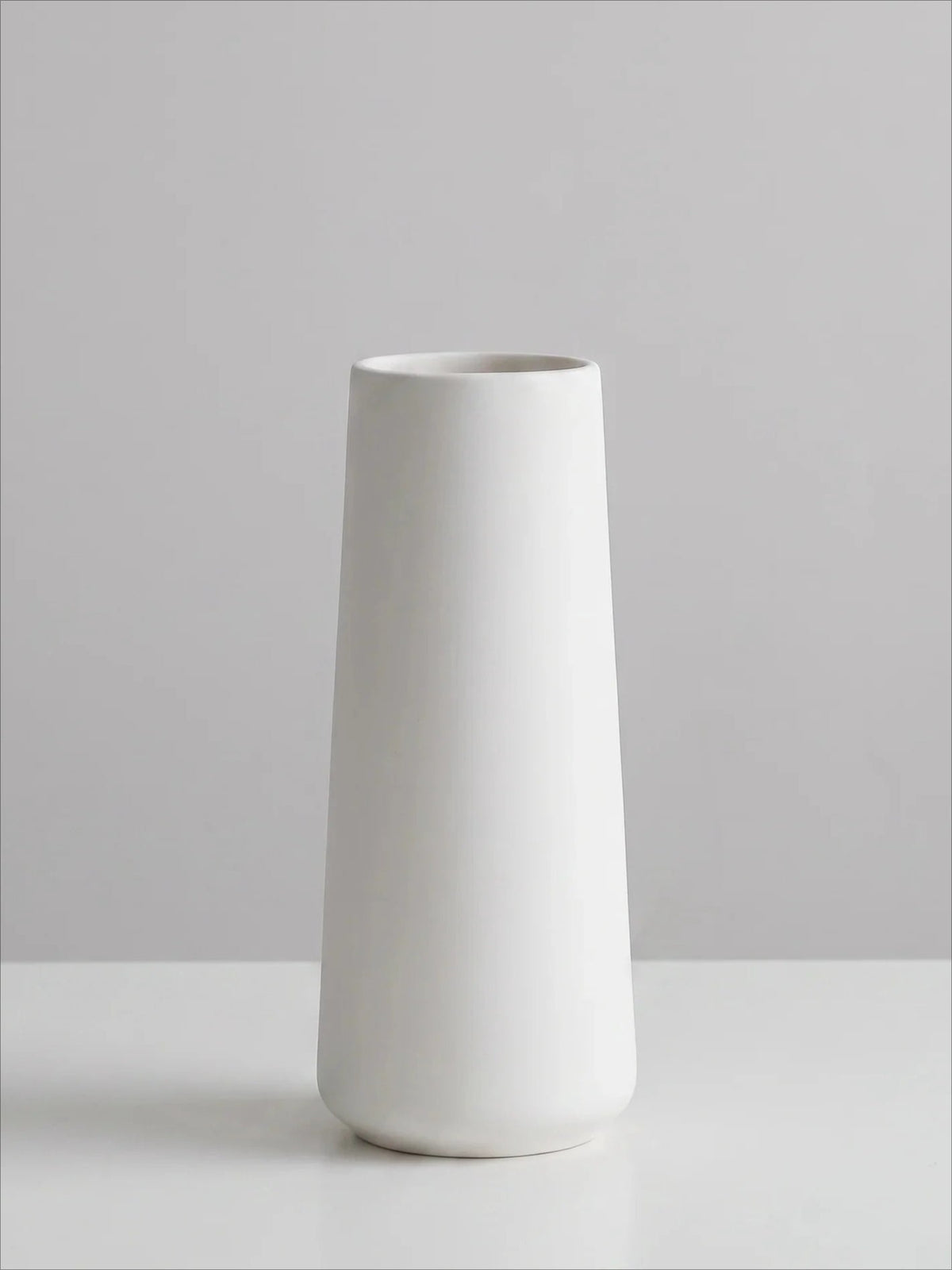 Matte white tapered ceramic vase