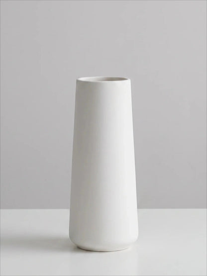 Matte white tapered ceramic vase