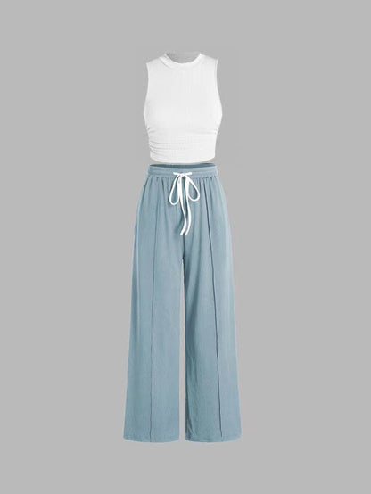 Women's Sleeveless Vest Autumn Pants Two-piece Suit