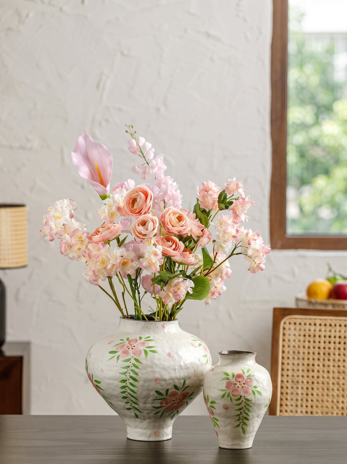 Floral glazed ceramic vase styled