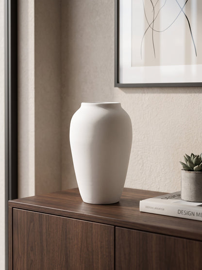 White sculptural vase top view