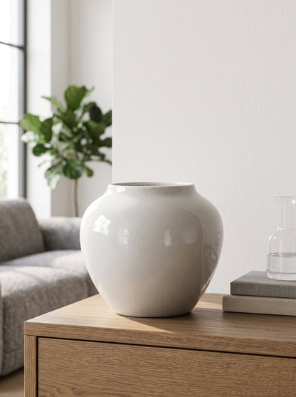 White crackle vase with stems