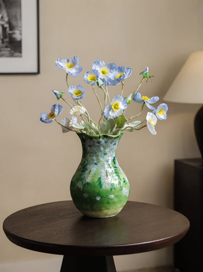 Emerald fluted round vase