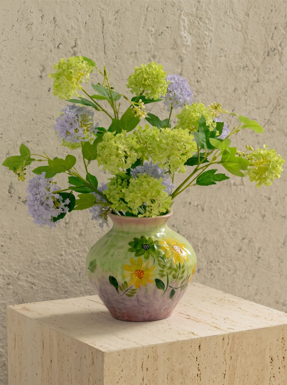 Sunflower ceramic vase side view