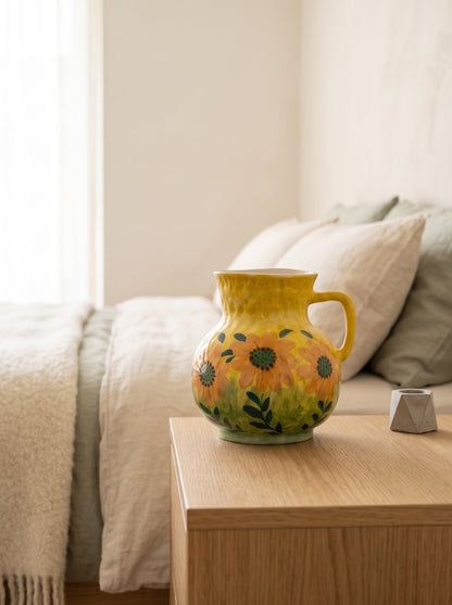 Sunflower pitcher vase detail
