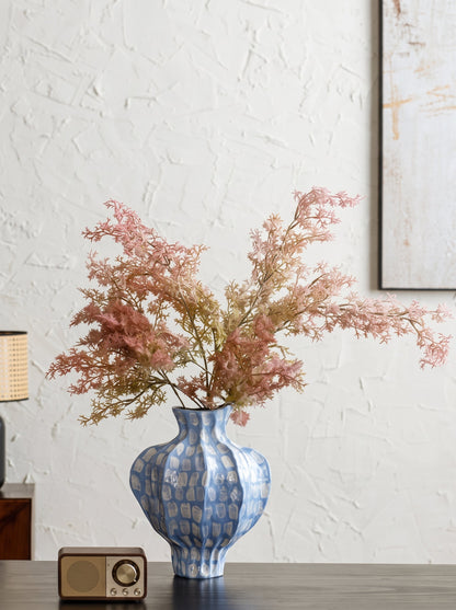Blue spotted vase styled