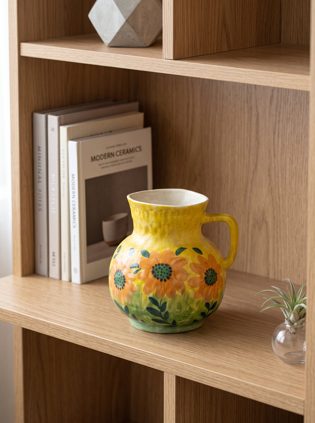 Sunflower pitcher vase side view
