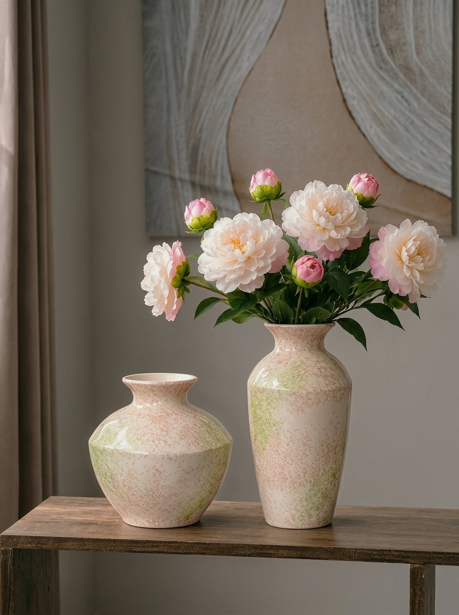 Pastel speckled vase detail