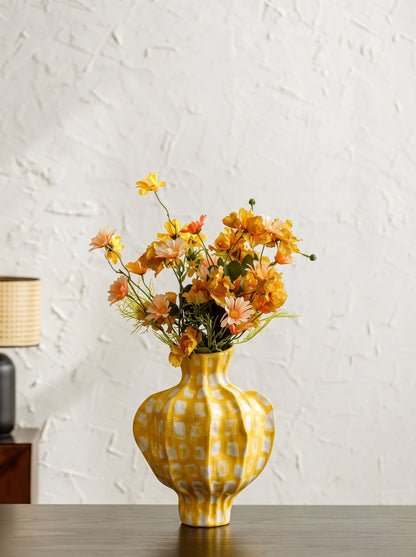 Yellow spotted vase styled