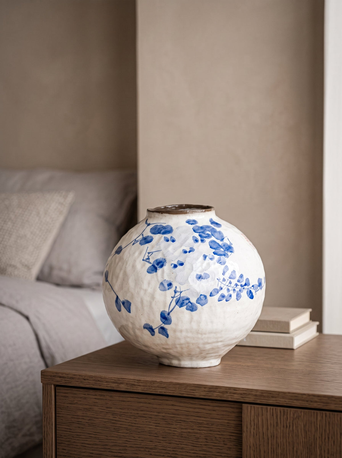 Blue wisteria oval vase