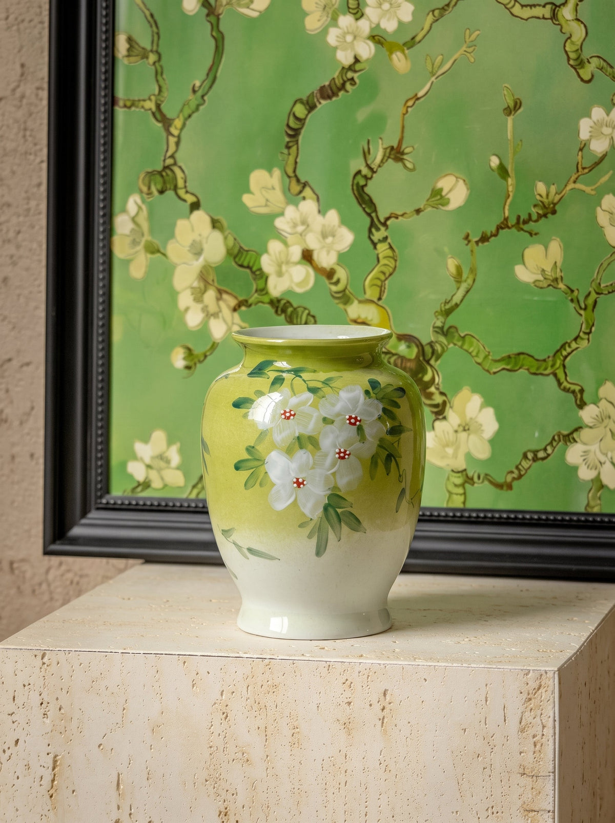 White jasmine vase side view