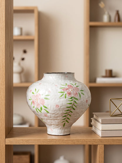 Floral glazed turnip vase