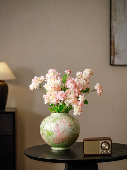 Green splash moon vase styled