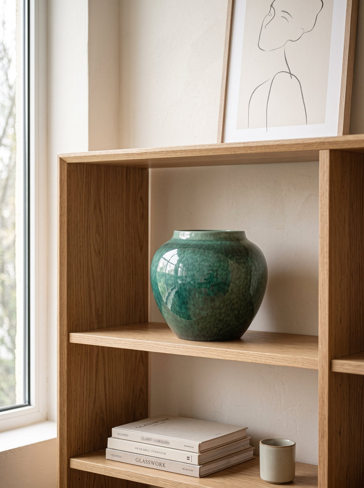 Emerald green jar and urn vases
