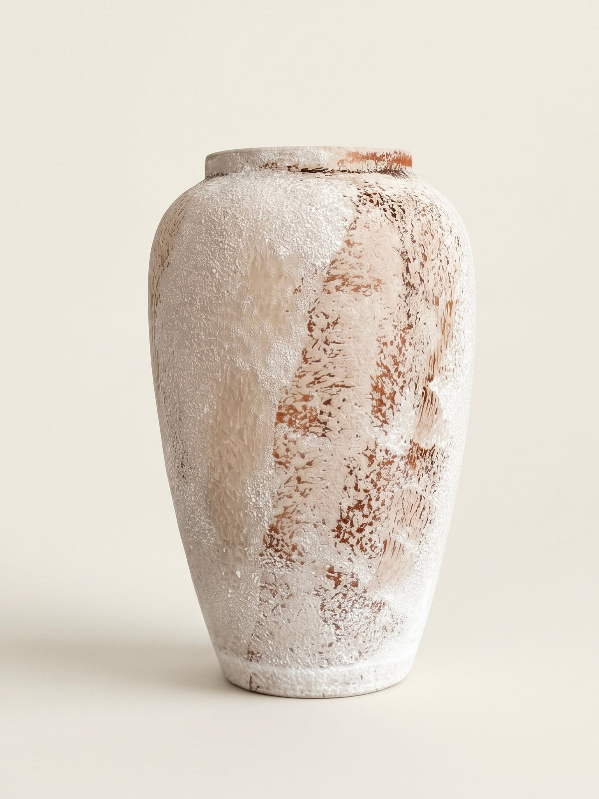 Frosted rust streak ceramic vase