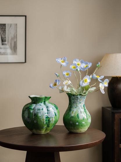Emerald fluted vase styled