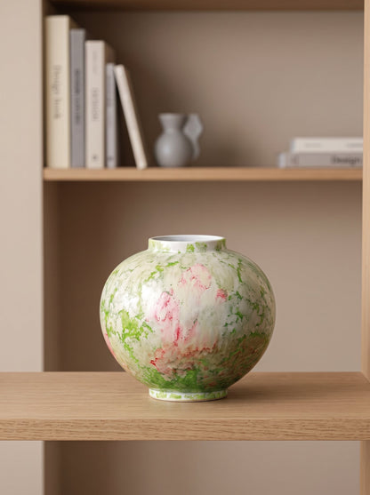Green splash moon vase with stems
