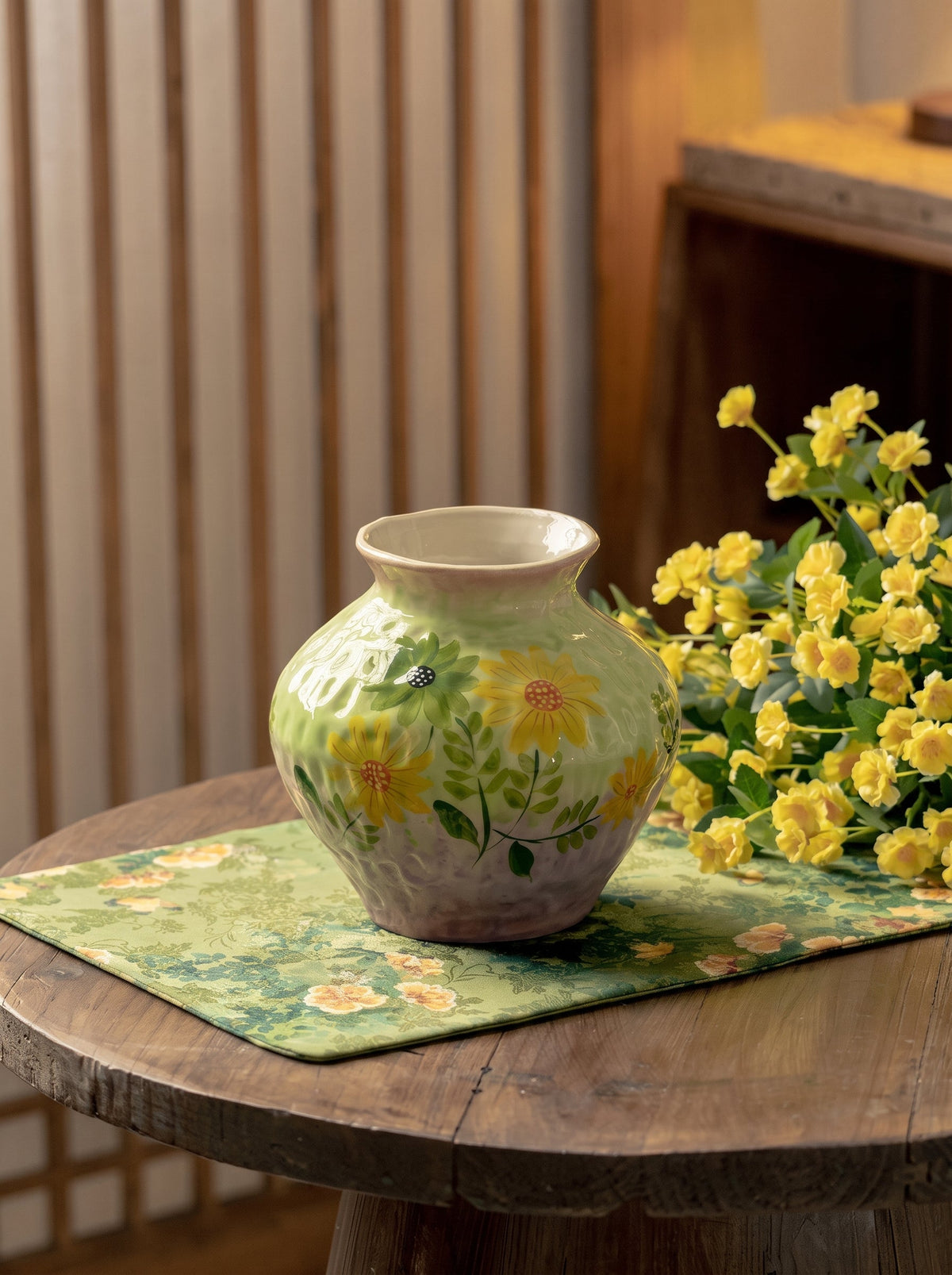 Sunflower ceramic vase styled