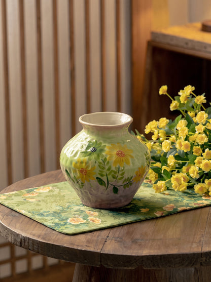 Sunflower ceramic vase styled