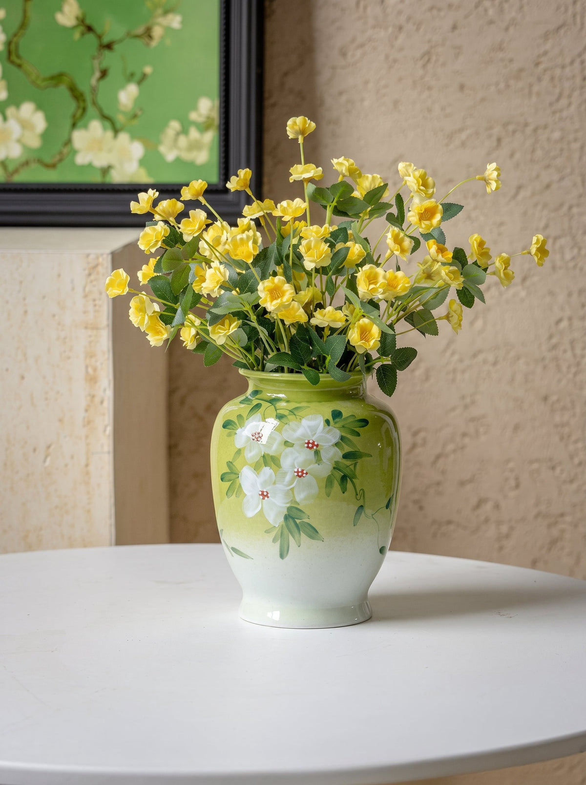 White jasmine vase styled