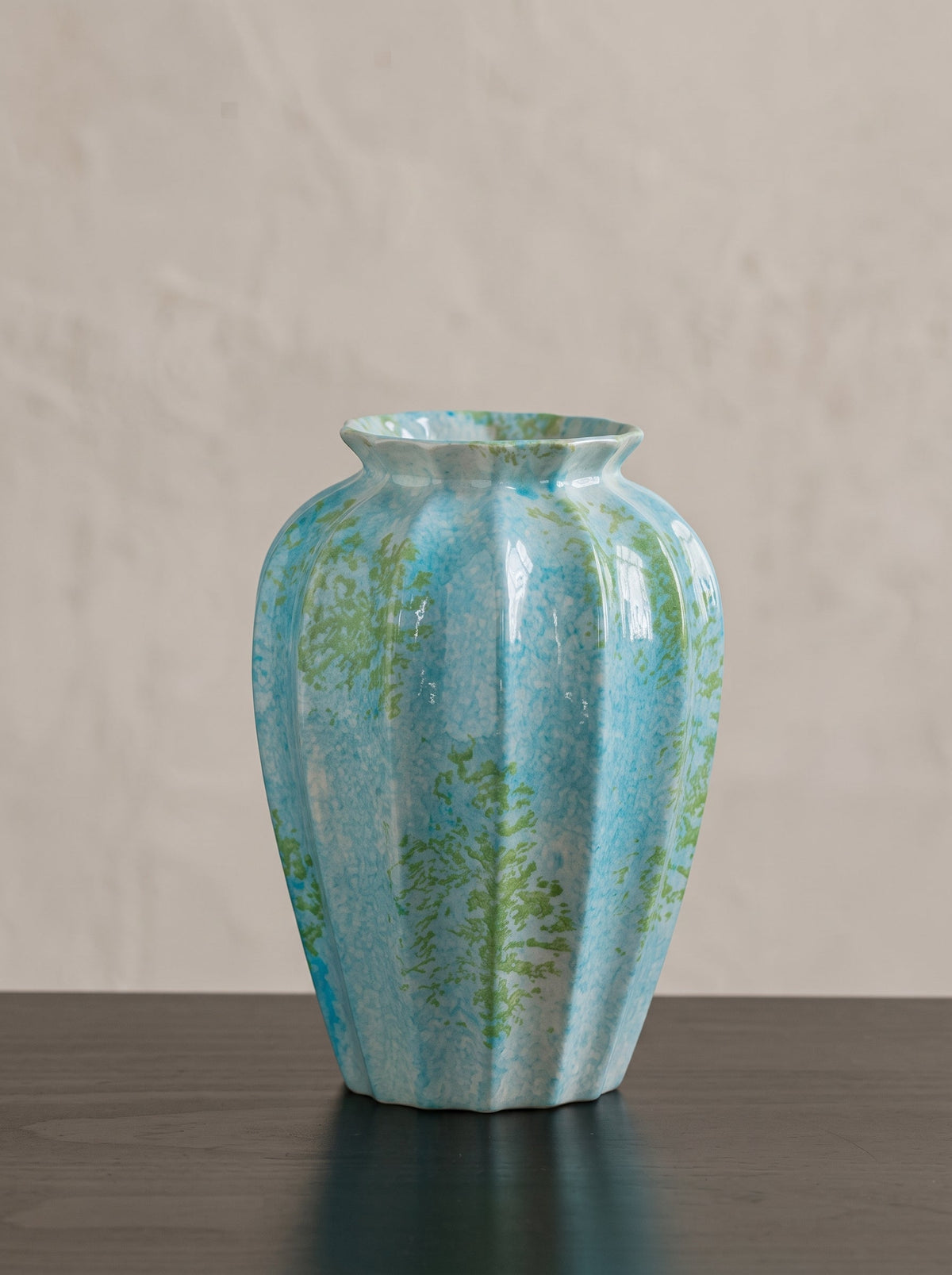 Ocean blue fluted vase detail