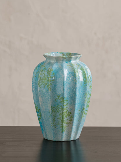 Ocean blue fluted vase detail