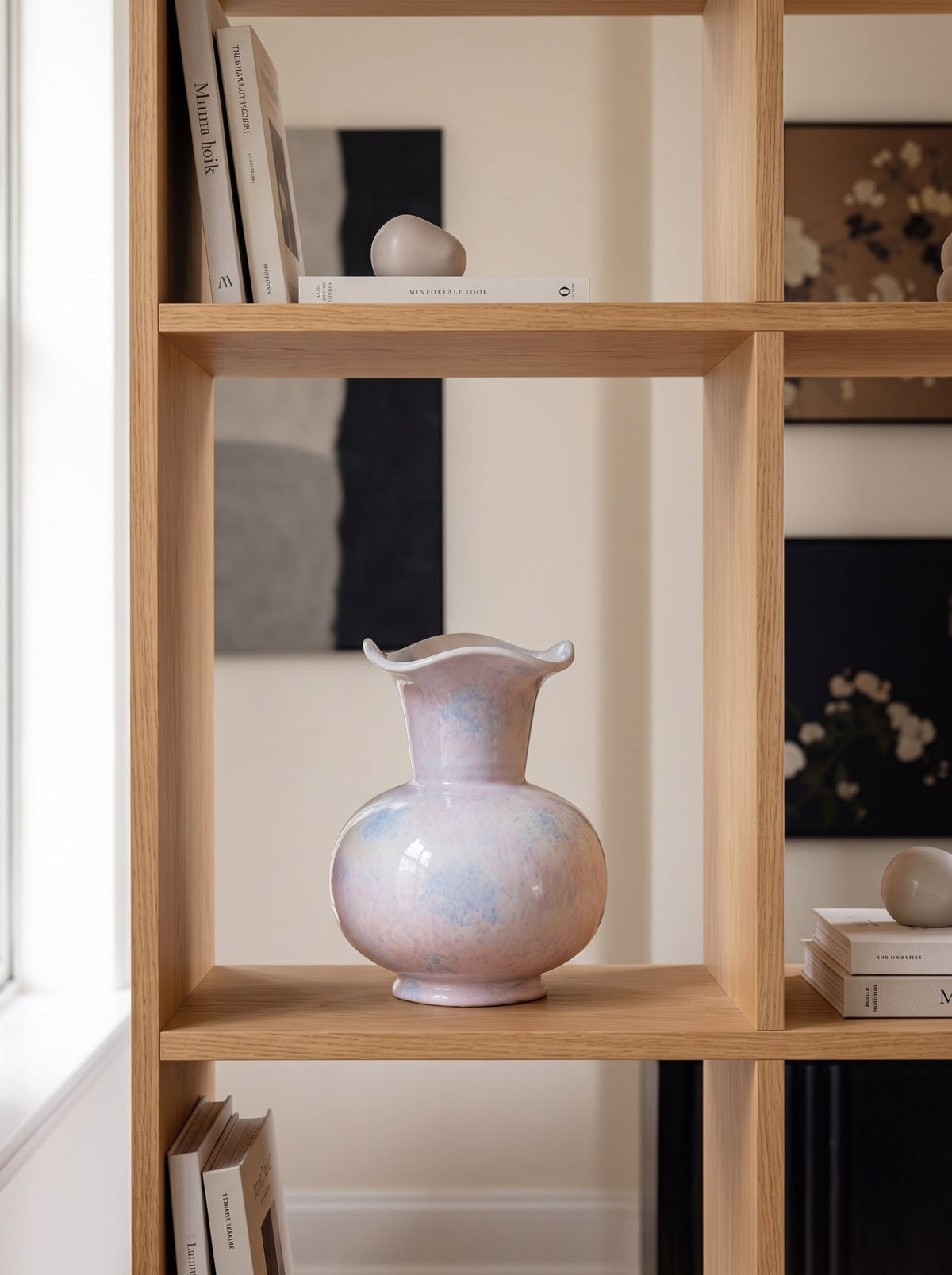 Pastel fluted vase with flowers