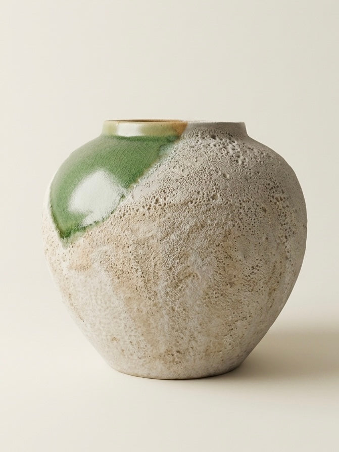 Wabi-sabi lava bubble drip glaze ceramic vase