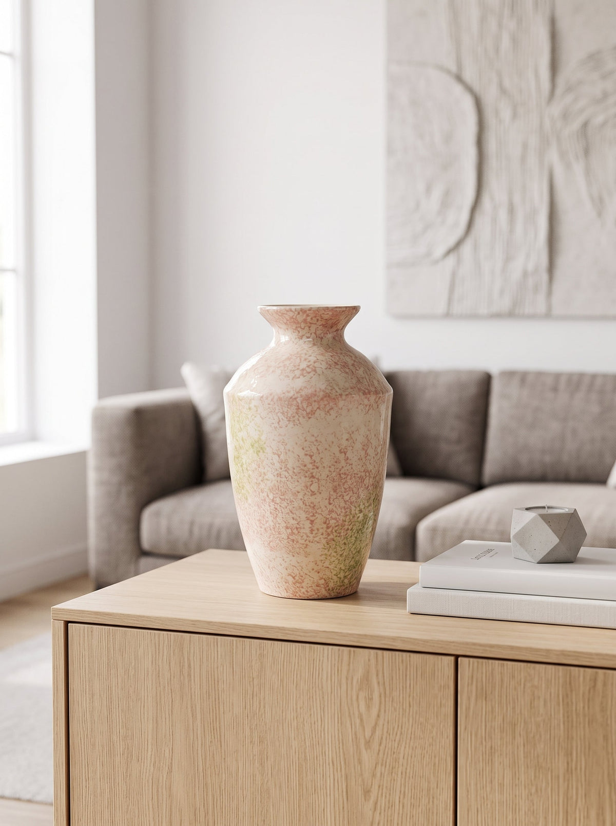 Pastel speckled vase with stems
